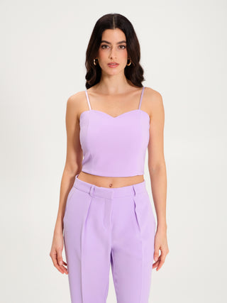 Top Crop Scollo a Cuore Lilla