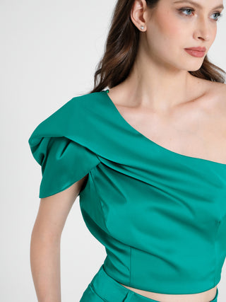 Top Monospalla in Satin Verde