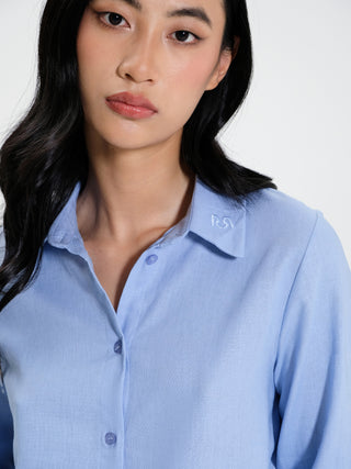 Camicia Oversize in Lino Azzurro