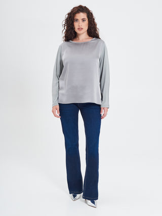 Blusa Curvy Envers Satin Grigia