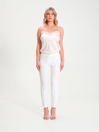 Pantaloni Slim Inserti in Raso