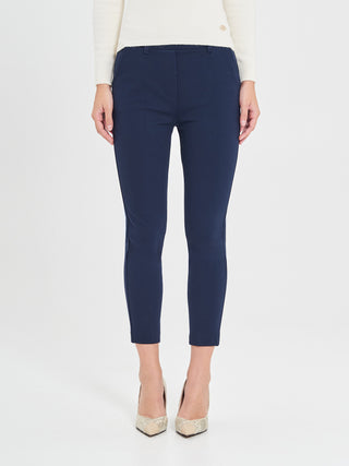 Pantaloni in in Punto Milano Blu Navy
