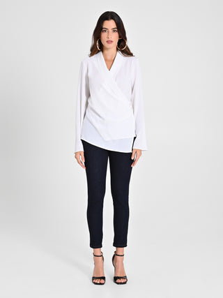 Blusa Bianca con Drappeggio
