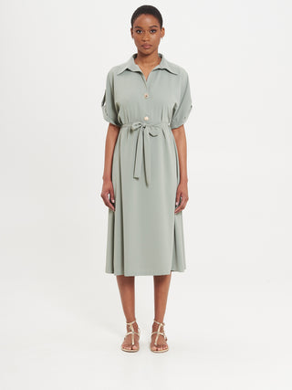 Abito Chemisier Fluido Verde Salvia