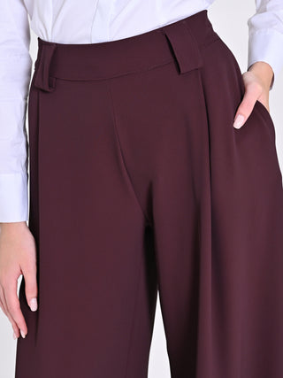 Pantaloni ampi color Melanzana