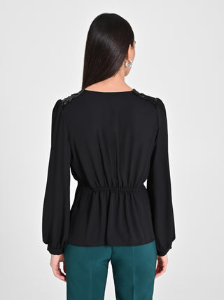 Blusa Nera spalline Paillettes