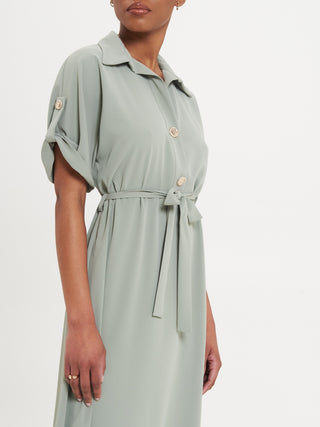 Abito Chemisier Fluido Verde Salvia