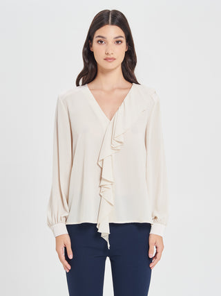 Camicia Beige con Rouche