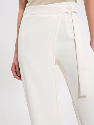 Pantaloni Crop in Cadi a Portafoglio Bianco Panna