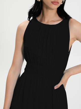 Abito midi in Viscosa  ECOVERO® Nero