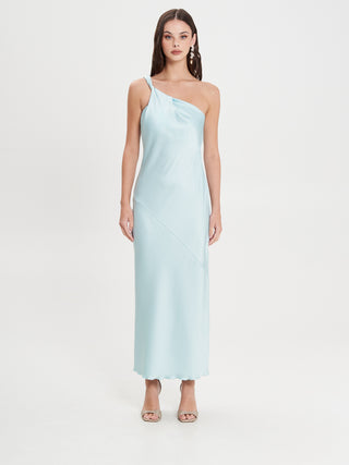 Abito Monospalla con Torchon Verde Acqua