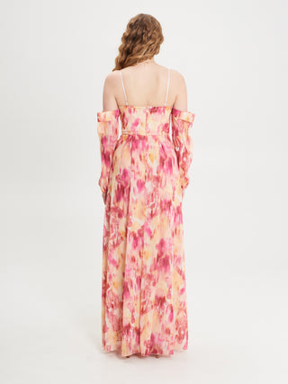 Abito Lungo Stampa Floreale