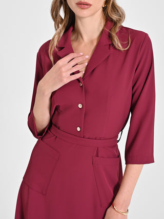 Chemisier Midi Bordeaux