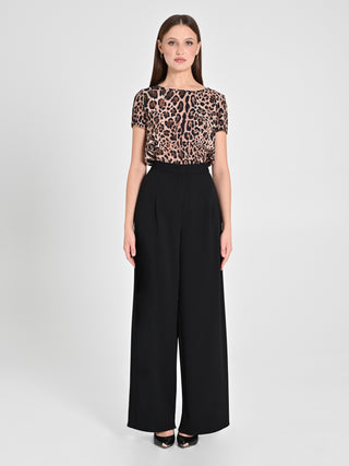 Pantaloni Palazzo in Scuba mano Crepe