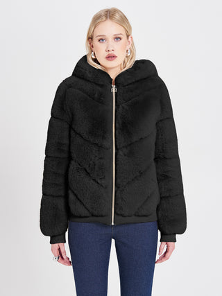 Giacca effetto Pelliccia Nero