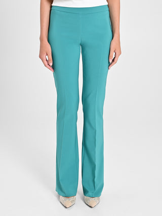 Pantaloni Flared in Tessuto Tecnico Verde Giada