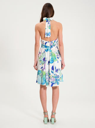 Abito Corto a Fiori Turchese