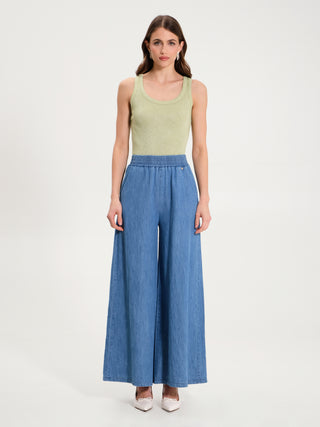 Pantaloni Palazzo Denim Azzurro