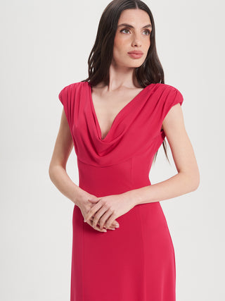 Abito Lungo Trapezio con Strass Rosso