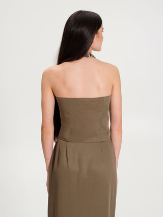 Top Scollato con Pattine Verde Militare