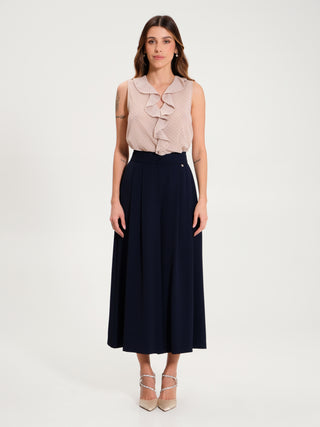 Pantaloni Ampi Cropped Blu Navy