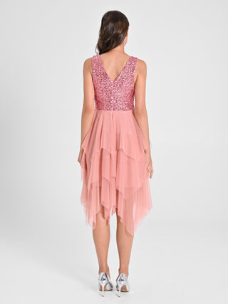 Abito in Tulle e Paillettes Rosa