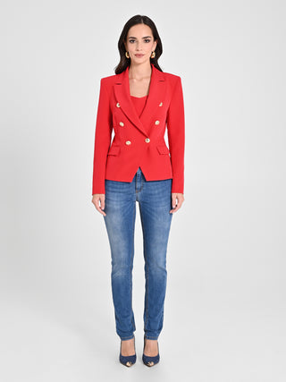 Giacca Doppiopetto in Tessuto Tecnico Rosso