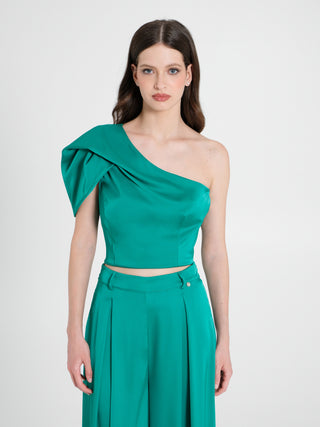 Top Monospalla in Satin Verde