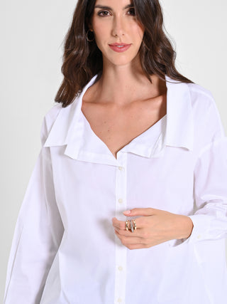 Camicia in Cotone con Collo Aperto