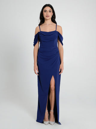 Abito lungo Drappeggiato Blu