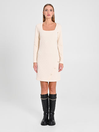 Abito Bianco in Tessuto Operato