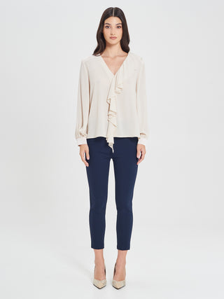 Camicia Beige con Rouche