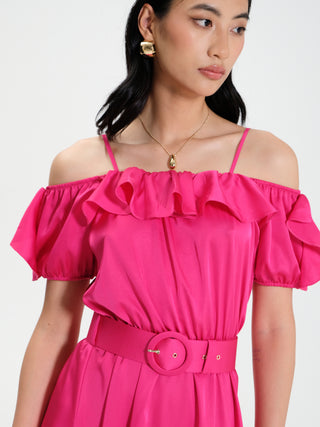 Abito con Rouches Fuxia