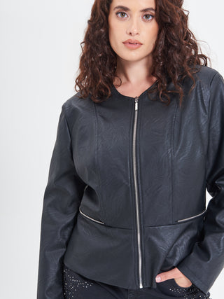 Giubbino Curvy in similpelle con Baschina