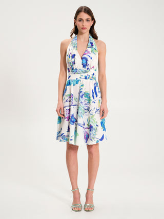 Abito Corto a Fiori Turchese