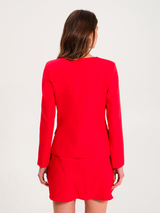 Giacca Rossa con Bottoni Gioiello