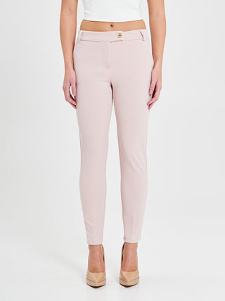 Pantaloni Straight in Scuba mano Crepe Rosa