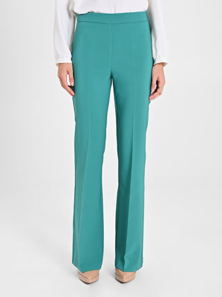 Pantaloni Flared in Tessuto Tecnico Verde Giada