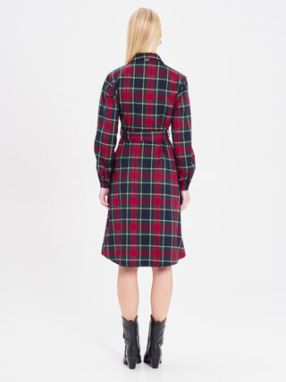 Abito chemisier stampa check rossa