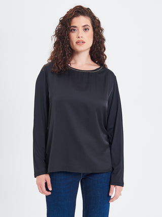 Blusa Curvy Envers Satin Nera