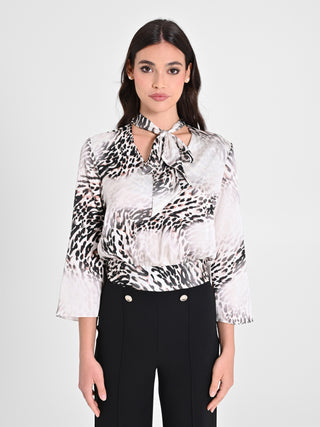 Blusa Animalier con Fiocco