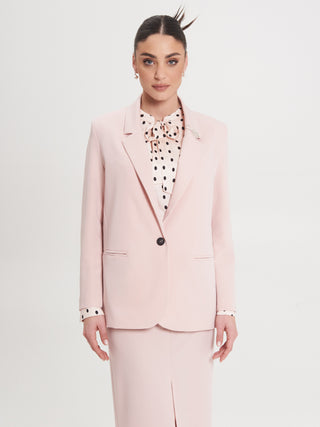 Giacca Over Rosa con Spilla