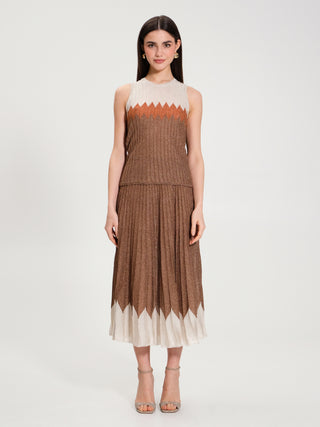 Top Plissè con Lurex Marrone