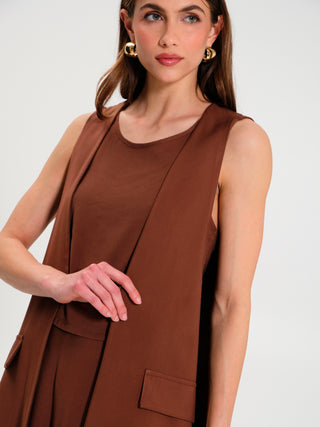 Gilet in Viscosa Marrone