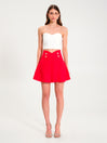 Mini Gonna Rossa con Bottoni Gioiello