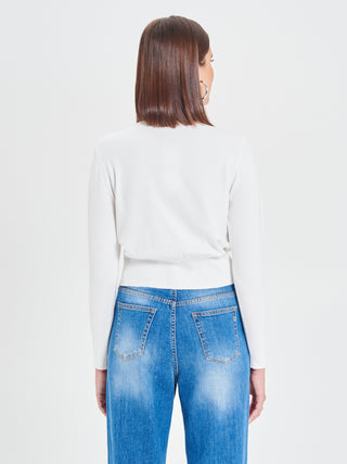 Cardigan Bianco in Maglia Eco Vero®