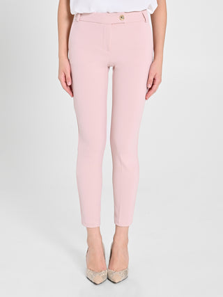 Pantaloni Straight in Scuba mano Crepe Rosa