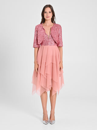 Coprispalle Aperto in Paillettes Rosa