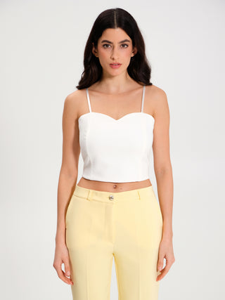 Top Crop Scollo a Cuore Bianco