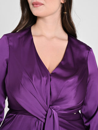 Abito Maniche Lunghe Curvy Viola Melanzana